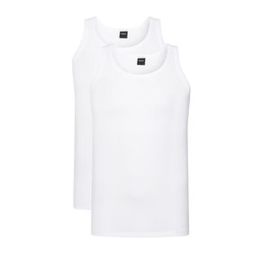 BOSS Herren Tank Top, 2er Pack - Unterhemd, Shirt, ärmellos, Cotton Stretch Weiß M