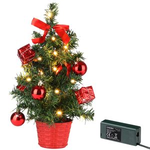 Casaria Mini Weihnachtsbaum 36cm mit LED-Lichterkette Weihnachtskugel Weihnachtsdekoration Geschmückt Künstlich Weihnachten Tannenbaum Christbaum Grün, Variante:Mini Baum