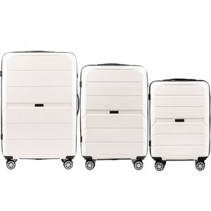 Set mit 3 Koffern L, M, S, Weiß Reisekoffer Kofferset Trolley