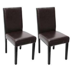 sada 2 jídelních židlí Kuchyňská židle Littau  Imitace kůže, hnědá, tmavé nohy