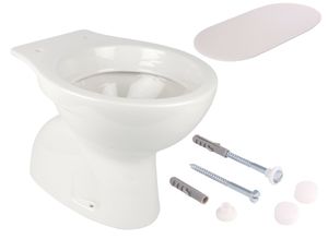 Calmwaters® - Stand-WC als Tiefspüler mit senkrechtem Abgang im Set mit Schallschutzmatte und Befestigung - 99000216