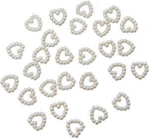 385 Perlenherzen offen Herz Perlen Streudeko creme ca. 1cm Tischdeko Hochzeit