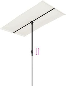 Sonnenschirm weiß | 180x130cm | Strandschirm für Balkon Garten Terrasse | UV-Schutz, knickbar | Sonnenschutz Gartenschirm Balkonschirm rechteckig flach