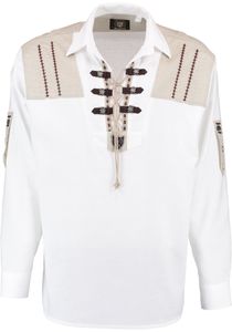 Trachtenhemd für Lederhosen mit Verzierung weiß, Größe:S