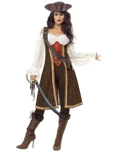 Piraten Hohe See Mädchen Kostüm, Größe:L