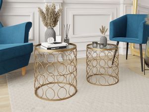 Mirjan24 Set 2 Couchtische Archi, Stilvoll Wohnzimmertische, Gold Kaffeetische, Modern Tische, Wohnmöbel (Farbe: Gold)