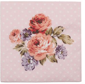 Clayre & Eef Servietten Papier 20er Set 33x33 cm (20) Rosa Papier Blumen