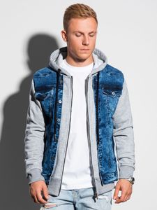 Ombre Clothing Herren-Jeansjacke Brayden grau blau XXL