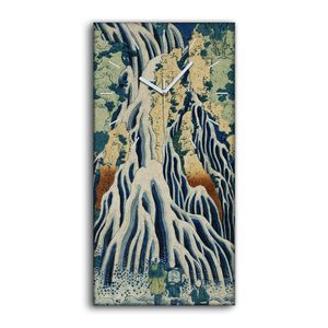 Leinwand Wanduhr Wandkunst Uhr 30x60 Malerei Asiatische Wasserfall Wellen Kunst - weiße Hände