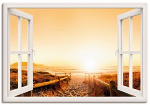 Daxiao Productions: Fensterblick - Sonnenuntergang Panorama von einem Strand in der Nähe von Kapstadt, Afrika., Produkt:Leinwand, Größe (HxB):50x70 cm / Leinwand