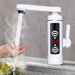 3000W LED Elektrisch Durchlauferhitzer Wasserhahn Sofort Warm Armatur Bad/Küche (Weiß)