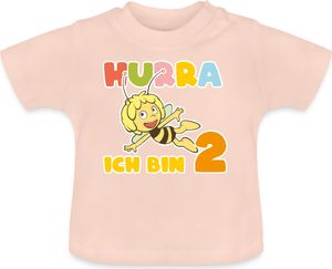 Spreadshirt Biene Maja Hurra Ich Bin 2 Zweiter Geburtstag Baby Bio-T-Shirt mit Rundhals, 12-18 Monate, Kristallrosa