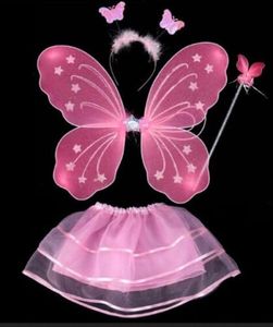 Kostüm FEE SCHMETTERLING Tütü Flügel 4 tlg Fairy Mädchen Fasching  rosa