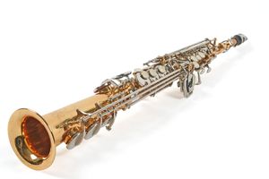 Karl Glaser Sopran Saxophon gerade Bauweise, Gold + verchromte Klappen
