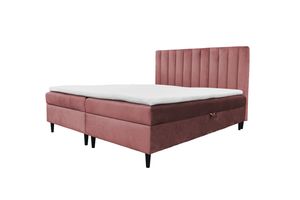 Boxspringbett FERO , Bonell-Matratze 2Bettkästen und Topper Premium Doppelbett , 140 x 200 cm , ( Rosa - Kronos 29 )