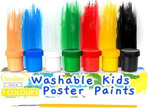 Creative Deco Fingerfarben Kinder Ungiftig Bastel-Farbe Plakat-Farbe Set | 20 ml x 6 Mehrfarbige Becher + 1 Gratis | 7 Grundfarben | Finger-malfarben Perfekt für Anfänger Studenten Künstler