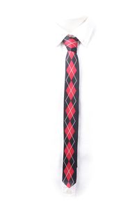 Schmale schwarz Krawatte mit roten Rautenmuster I Rockabilly Funky Uni