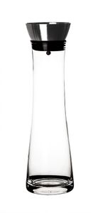 Glaskaraffe 1 Liter - Wasserkaraffe mit Edelstahl-Deckel, Sieb & Ausgießer - Karaffe für Wasser