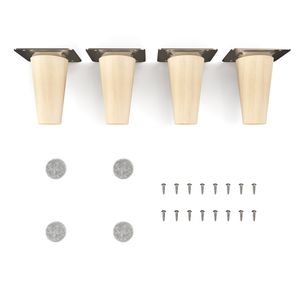 4x sossai® Holzfüße rund - gerade Ausführung 8cm Buche Naturbelassen Holzmöbelfüße Tischbeine Möbelbeine Holz Möbelfüße