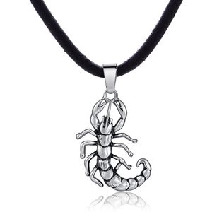 DonDon Herren Lederkette Leder Halskette 50 cm mit Edelstahl Anhänger Skorpion