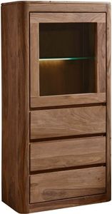 MASSIVMOEBEL24 Vitrine Sheesham 70x40x145 smoked cherry gebeizt TORONTO #108