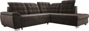 Geräumiges Ecksofa LOTTA In Pflegeleichtem Veloursstoff, Maße 258x212cm, Optimal Für Familien, Mit Praktischem Bettkasten Und Modernem Design Anordnung auf der Rechten Seite Farbe: BRAUN