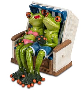 Formano Froschpaar im Strandkorb 16 cm Figur lustige Frösche Dekoration