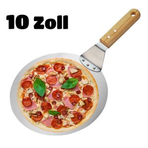 Pizzaschaufel Edelstahl Runder Pizzaschieber Holz Griff Ofenschaufel Brotschieber, 10 zoll