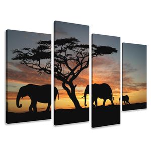 130 x 80 cm Bild auf Leinwand Afrika Elefant 6066-SCT deutsche Marke und Lager  -  Die Bilder / das Wandbild / der Kunstdruck ist fertig gerahmt