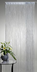 Türvorhang Fadenvorhang silber 140x250 cm Gardine mit Polyester veredelt