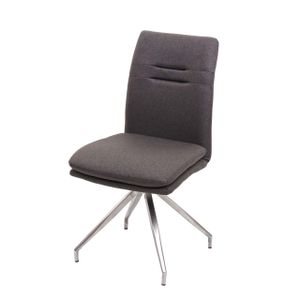 Jedálenská stolička HWC-H70, kuchynská stolička polohovateľná stolička, látka/textil nerezová oceľ brúsená ~ sivo-hnedá