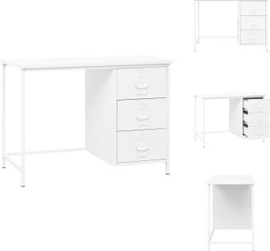 vidaXL Biurko w stylu industrialnym z szufladami białe 105x52x75 cm - Biurka