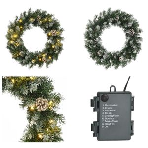 vidaXL Weihnachtskranz mit LED Leuchten Grün 45 cm PVC - Weihnachtskranz - Weihnachtskränze - Weihnachtsdekoration - Kranz