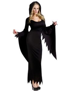 Gothic Hexe Halloween Damenkostüm schwarz