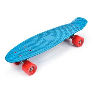 Skateboard Komplette 22" Mini Cruiser Board Retro Komplettboard für Anfänger Kinder Jugendliche Erwachsene, 56x15cm Meteor türkis/rot/silbern
