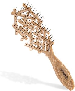 Ninabella Bio Haarbürste für Damen, Männer & Kinder - Entwirrbürste Ohne Ziepen für Locken, Lange Haare & Nasses Haar - Nachhaltige Detangler Bürste aus Kokosnussschalen - Beige