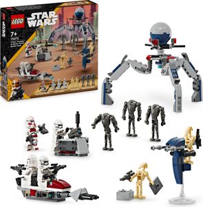 LEGO Star Wars 75372 Clone Trooper & Battle Droid Battle Pack, inkl. 4 Minifiguren, 5 Droiden und Speeder Bike mit Shooter - Bauspielzeug für Jungen und Mädchen ab 7 Jahren