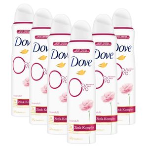 Dove Deodorant-Spray Rosenduft Deo mit pflegendem Zink-Komplex und 0% Aluminiumsalzen 150 ml 6 Stück