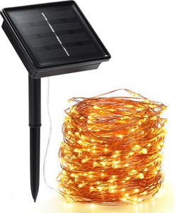 200 LED / 22 Meter Solar Draht Lichterkette mit 8 Modi - warmweiß