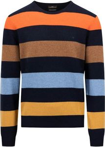 O-Neck, Merino Cashmere, blockstrip 690 navy Größe XL
