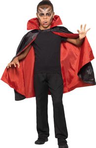 Dwustronna peleryna dla dzieci na Halloween czerwono-czarna