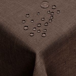 DecoHomeTextil Leinen Optik Tischdecke Dunkelbraun Eckig 160 x 360 cm mit Lotus Effekt Abwaschbar