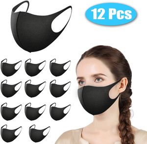 Anti-Staub-Schwammmaske, Mode Wiederverwendbare waschbare aus Baumwolle Outdoor-Unisex-Maske schwarz (12er-Pack)