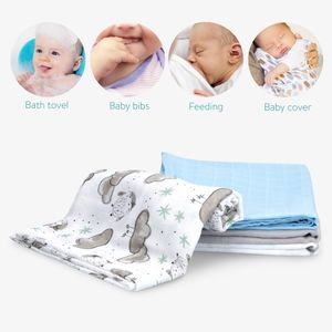 Navaris Baby Mullwindel Set - 4x Mulltuch zum Stillen Pucken Wickeln - 80x80cm Pucktuch Spucktuch Stilltuch umweltfreundlich