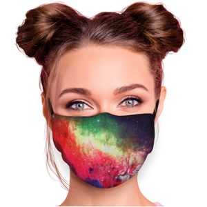 Alltagsmaske Stoffmaske Motiv Mund- Nasenschutz einstellbare Ohrbügel Waschbar Herren Damen verschiedene Designs, Modell wählen:Buntes Weltall