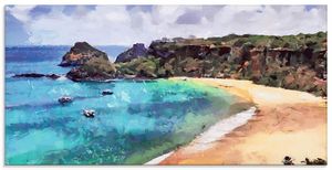 ARTland Glasbild Algarve Küste im Sommer Größe: 100x50 cm