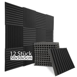 sunnypillow 12 Stück Akustikschaumstoff Akustikschaum Matten 50 x 50 x 5cm | Schalldämmmatten zur effektiven Akustik | Schalldämmung Wand, Podcasts, Studio | Schaumstoff Fliesen Schallschutzmatte