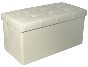 Theo&Cleo PVC-Leder Sitzhocker mit Stauraum 76 x 38 x 38 cm Faltbar Fußbank Truhen Aufbewahrungsbox