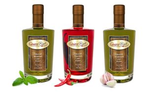Olivenöl Trio  3x 0,35L Basilikum Peperoni Knoblauch Oliven Öl aus Italien im Set