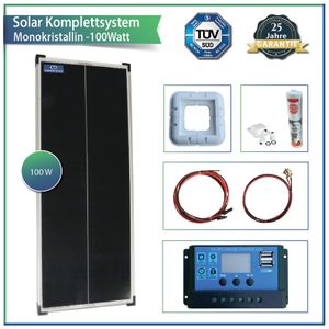 100 Watt Solaranlage Komplettpaket für Camper, Wohnwagen & Wohnmobile - SF